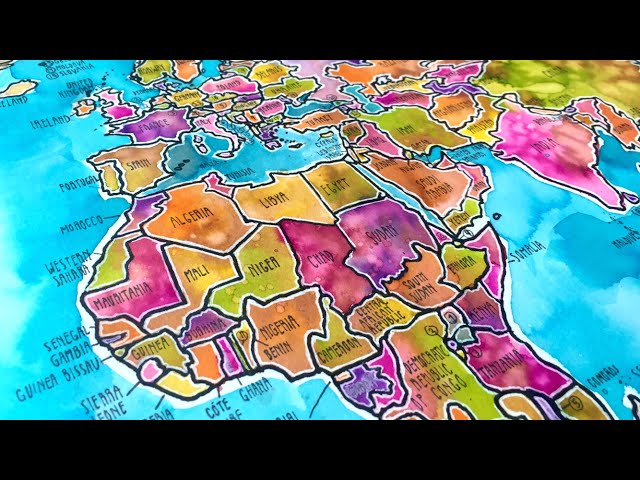 CREATING A WORLD MAP! {Watercolor Speed Painting / Time Lapse Drawing}