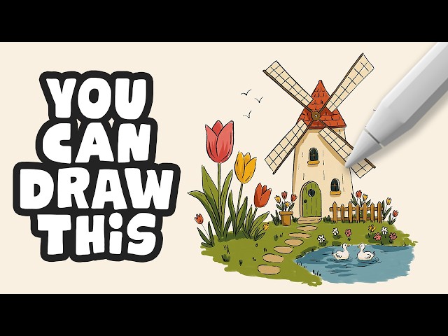 Draw a Cute Dutch Windmill Scene in Procreate — Step by Step