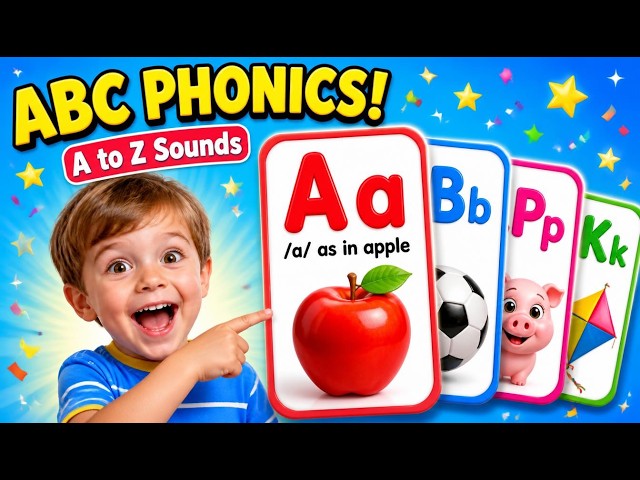 ABC Phonics Song + Flashcards | Letter Sounds A to Z | JoyJoy