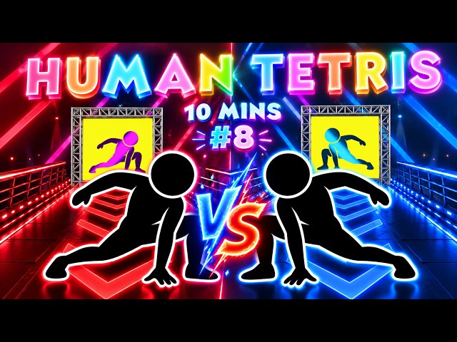HUMAN TETRIS PVP BATTLE ⚡ | Who Wins the Race? | Immersive Interactive Warm-Up #8 10 MINS