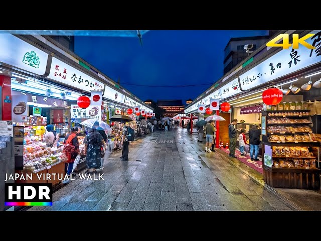 Tokyo Azumabashi to Asakusa Walking Tour On A Rainy Day • 4K HDR