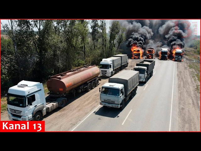 Ukraine disrupts Russian army supply lines toward Crimea - video of drone strikes