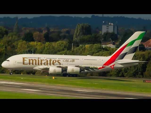 Emirates A380 A6-EOX New Tail Livery Lining up on RWY ahead of Departure 