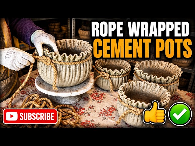 Rope Wrapped Cement Planters | Handmade Concrete Pots DIY