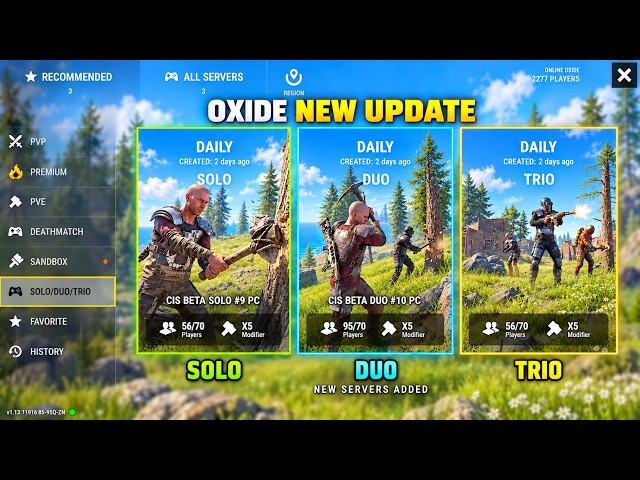 OXIDE NEW UPDATE 🔥 SOLO, DUO & TRIO Servers Are Finally Here!