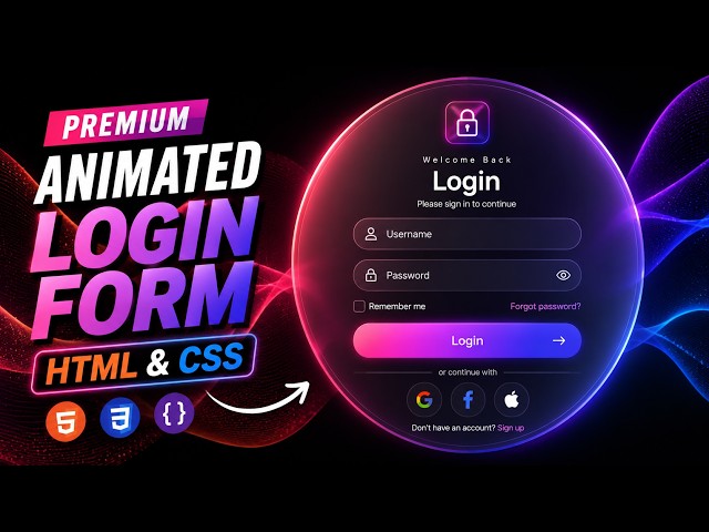 Animated Neon Glassmorphism Login Form 🔥 | HTML & CSS | Modern Login UI Design