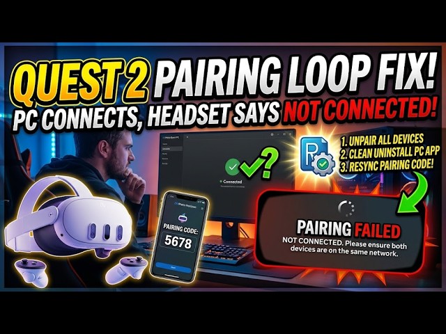 How to Fix Oculus Quest 2 Pairing Code Loop! PC Connects, Headset Says NOT CONNECTED
