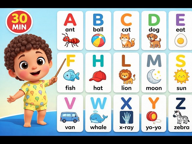 ABC Flashcards for Toddlers | First Words A-Z | Learn ABC with Fun Objects | Smart Tito