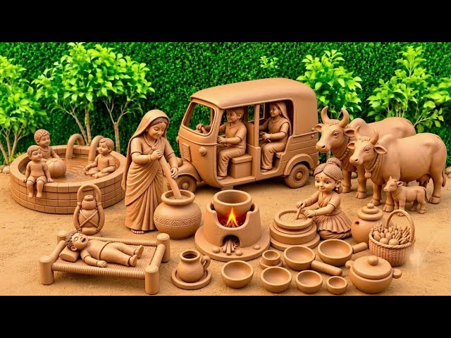 12 Cute Miniature Clay Kitchen Set Mitti Bartan Making at home | All Kitchen set Miniature 🏡 House