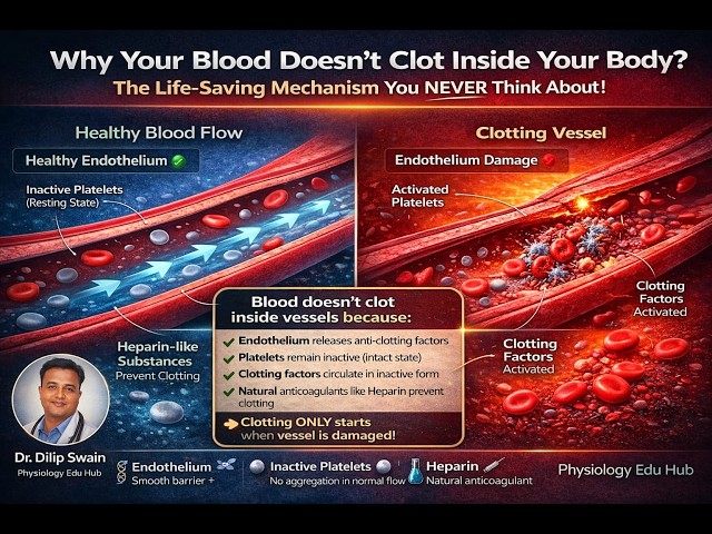 Why does the blood not clot inside a blood vessel? The mystery and Paradox resolved.