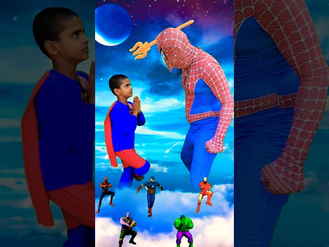 Spider-Man vs Superman Vs Avengers Team 😁 #shorts #spiderman #funny