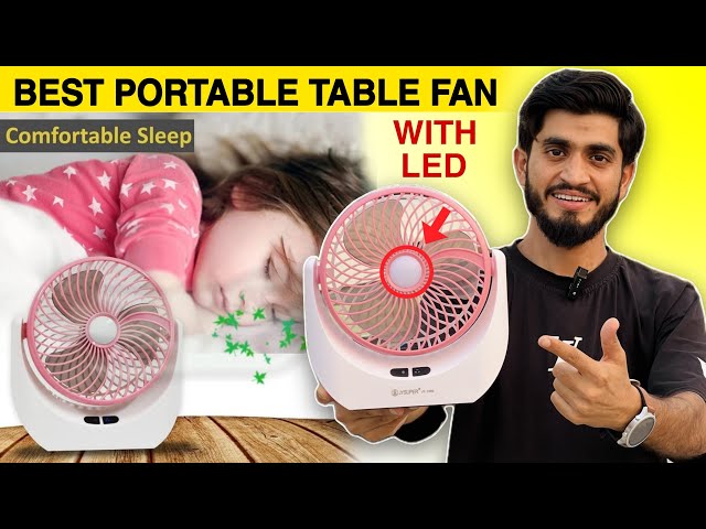Rechargeable Table Fan With LED Light || Portable Mini Fan || USB Fan With Power Bank Function