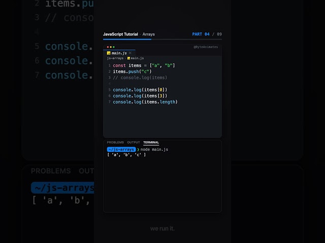 JavaScript Tutorial, Part 4: Arrays.