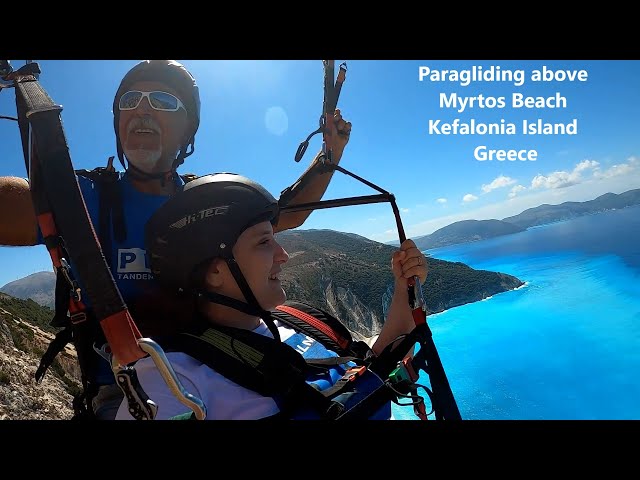 Fantastic Blue Greek Water - Paragliding Acrobatics  Myrtos Beach-Kefalonia, Greece 2020 (4K) + Tour