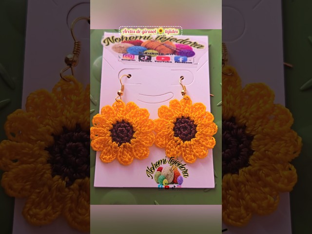 aretes de girasol 🌻👇 tejidos a crochet tutorial 👇 #crochet #aretestejidos #girasol