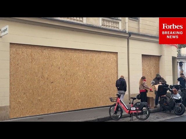 NEW: Shops Seen Boarded Up Across Paris, France, As Macron Deploys 70,000 Police Officers