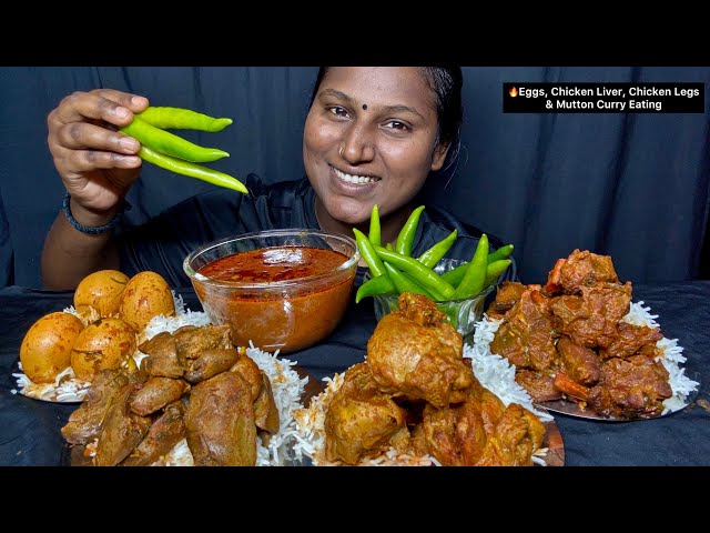 🔥 Eggs, Chicken Liver, Chicken Legs & Mutton Curry Eating Challenge | Video 67
