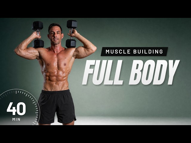 40 Min Full Body Workout With Dumbbells at Home - Muscle Building