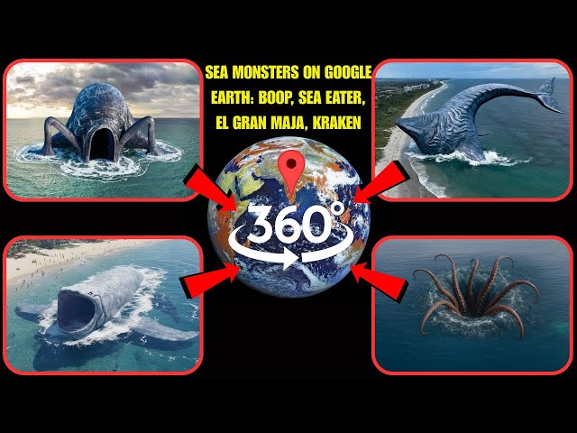 VR 360° - Sea Monsters on Google Earth: Bloop, Sea Eater, El Gran Maja, Kraken!