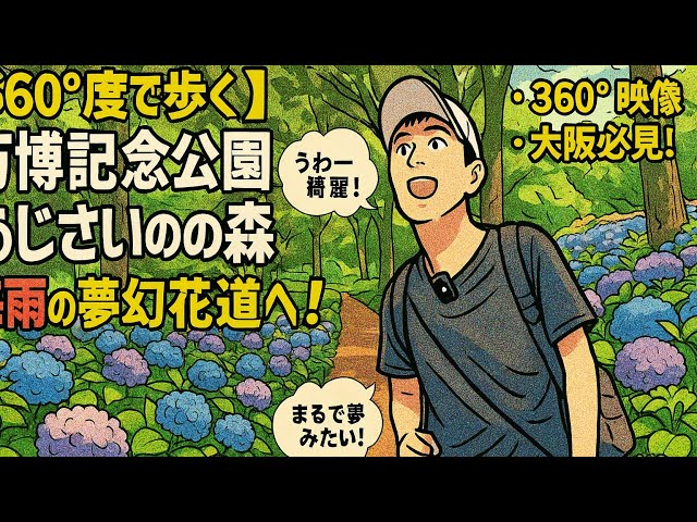 大阪の万博記念公園「あじさいの森」を360度カメラ /萬博紀念公園繡球花之森/Hydrangea Forest in Osaka Expo Park 8K 360