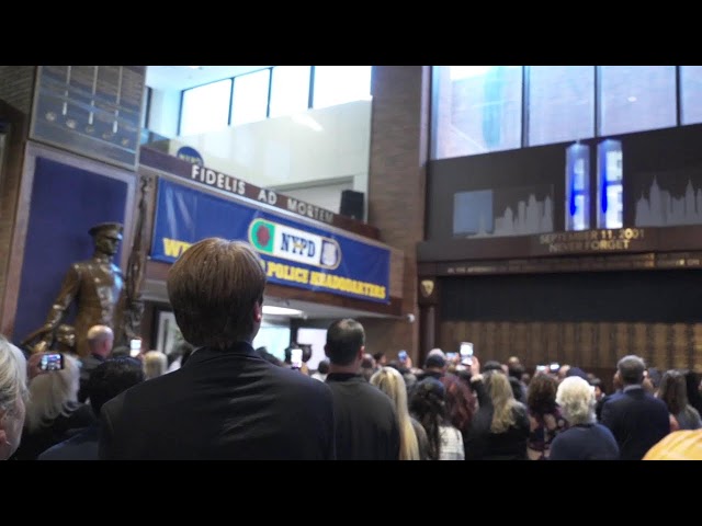 The NYPD unveils the September 11th Memorial Wall at One Police Plaza.
