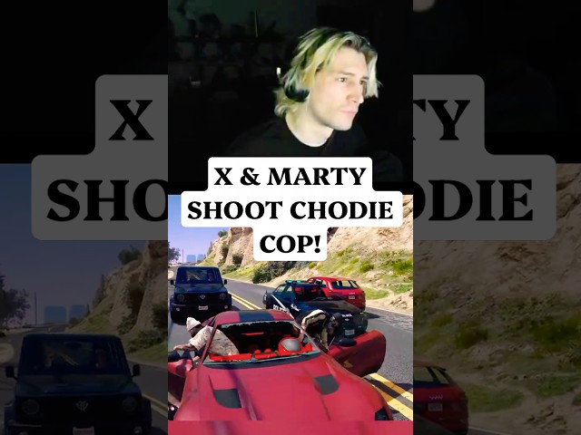 💥xQc Shoots Down A Solo Cop Chasing Them! #Shorts