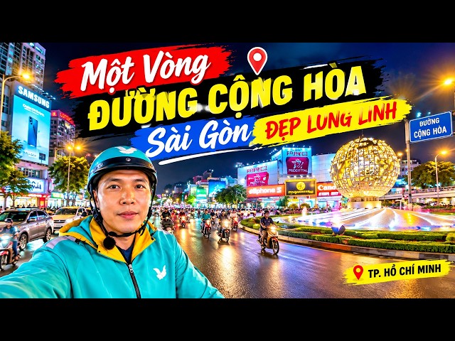A Sparkling Night Ride Through Cong Hoa Street in Saigon
