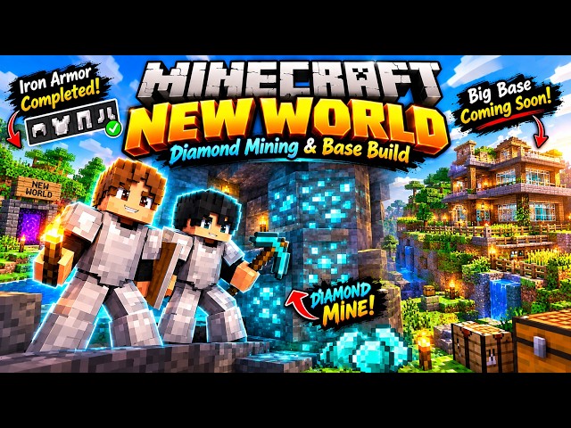 🔴 NEW WORLD LIVE! 💎 Diamond Mining + BIG BASE BUILDING | Minecraft Survival | Shreyas OP