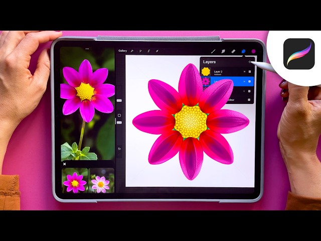 How to Paint Flowers in Procreate | Dahlia Digital Painting Tutorial