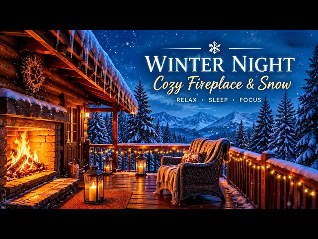 ❄️ Snowfall & Fireplace Sounds | Cozy Winter Ambience for Sleep & Relaxation
