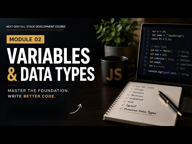 Lec 19 | JavaScript Variables & Data Types | var, let, const, Strings, Numbers & More