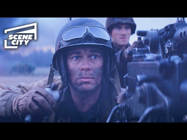 Fury: Tanks vs. Machine Gun Turrets (Brad Pitt) 4K HD Clip | With Captions