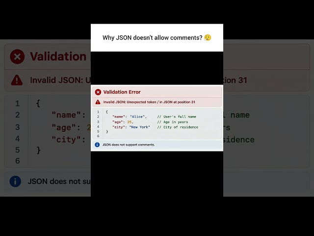 Why Doesn’t JSON Allow Comments? 🤯 The Reason Will Surprise You! #developer #coding #tech #json #js