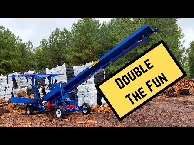 Powersplit Double Vertical Splitter Making Oak Firewood