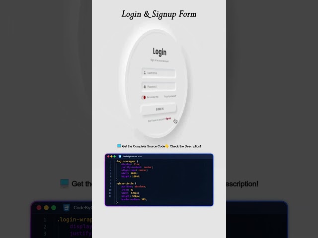 Login & Signup Form using HTML, CSS #shorts #html #csgo #javascript