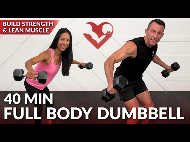 40 Min Full Body Dumbbell Workout at Home - Strength Weight Training for Women & Men with Weights