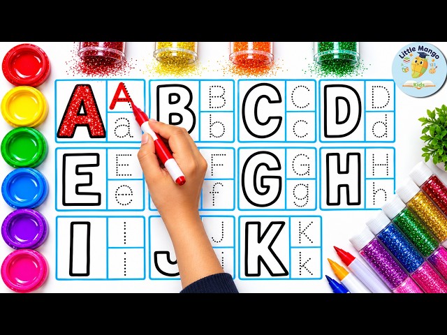 A to Z Alphabet Coloring with Glitter 🌈 | Learn ABCD | English Alphabet for Kids | Kids Learning