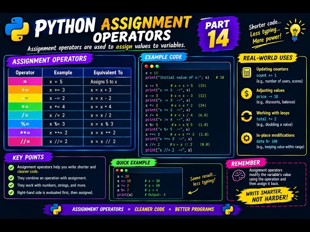 Assignment Operators in Python | Python Tutorial Part-14 @DataTellsTheStory @BabluKumarJha #ai