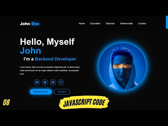 Complete Responsive Portfolio Website using HTML CSS and JavaScript | JavaScript code for Navbar