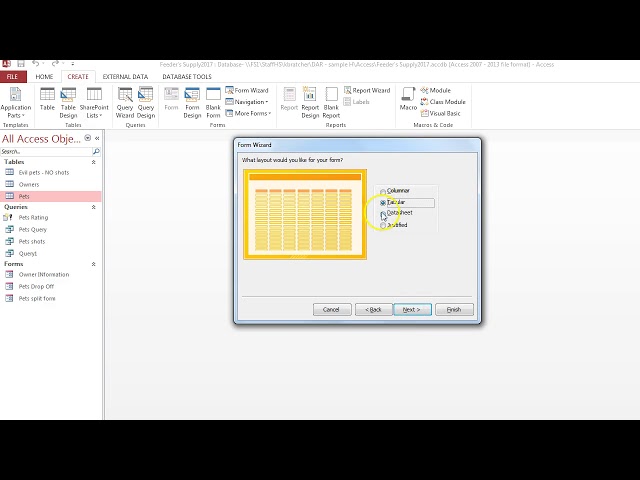 Form Wizard in Access