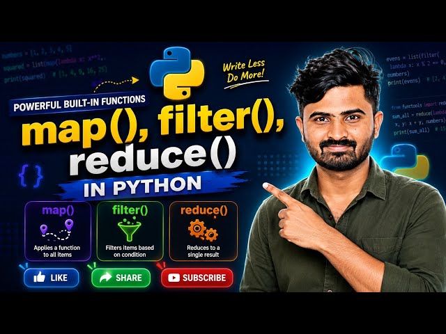 Map(),Filter(),Reduce() In Python 🐍 With Real Life Examples | Telugu | Build In Functions | Syntax 🚀