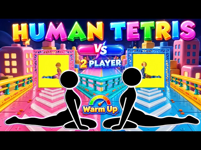 HUMAN TETRIS PVP BATTLE 🔥|  2 PLAYER - ONLY ONE CAN WIN | Immersive Interactive Warm-Up