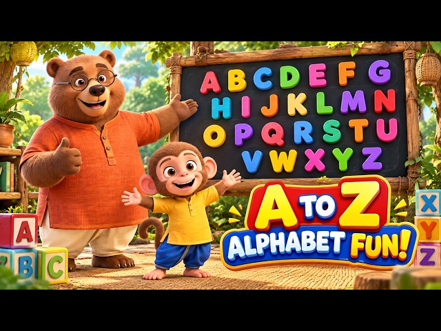A to Z Alphabet Learning for Kids | Miko & Bruno 🐒🐻 | ABCD English Learning