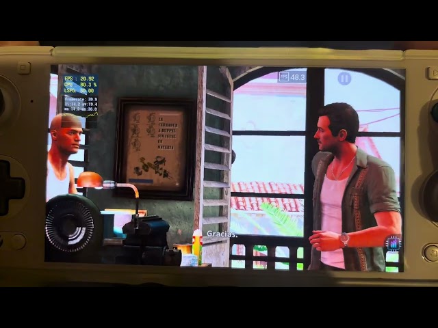Uncharted 3 - Drake's Deception PS3 running on ARMSX3-1.0.5-a.15-arm8.2, on the Odin 3.