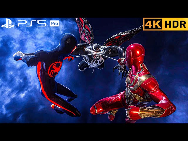 (PS5 PRO) Iron-Spider & Miles Morales Vs VENOM | 4K HDR |