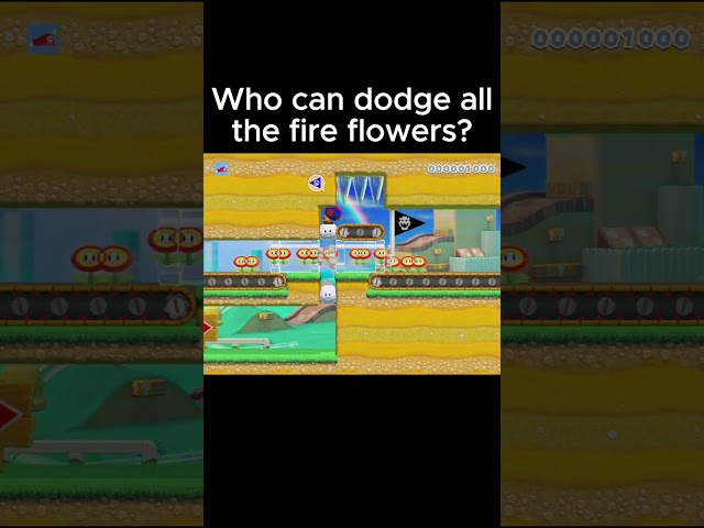 Who Can Dodge Every Fire Flower in Super Mario Maker 2 #mario #nintendoswitch #nintendo