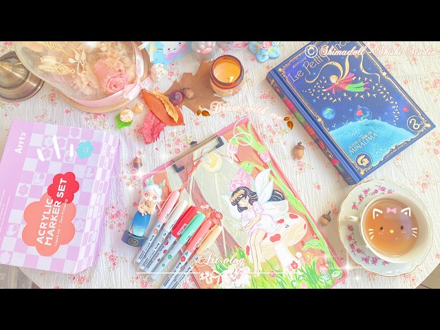 DRAW WITH ME : FAIRYTALE AUTUMN ILLUSTRATION Ft ARRTX MARKERS, COZY ART VLOG