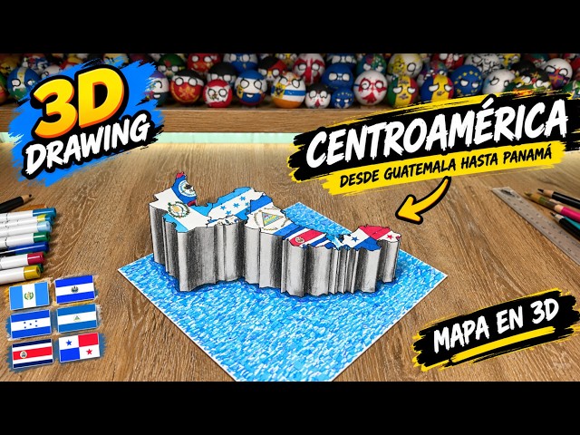 ✅ How to Draw a 3D MAP of CENTRAL AMERICA Step by Step 🌎