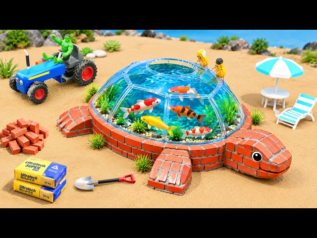 DIY Mini Tractor Builds Strong Turtle-Shaped Tank Using Brick | Fun Construction Science Project