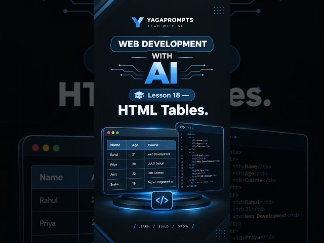 WEB DEVELOPMENT WITH AI Lesson 18 —  HTML Tables 📊💻